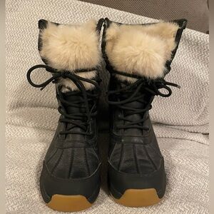 UGG Black and Cream Fur Winter Boots